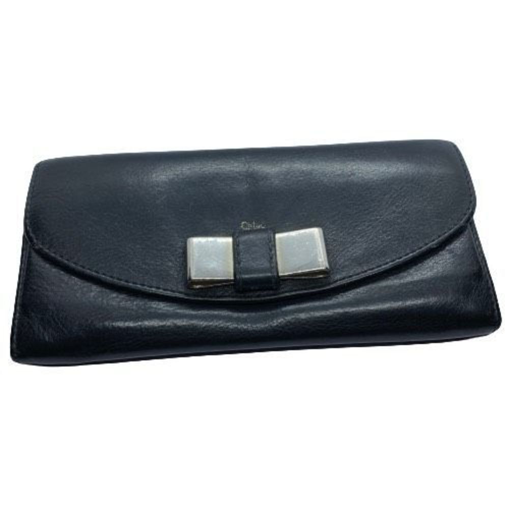 Authentic Chloe Black Leather Long Designer Wallet